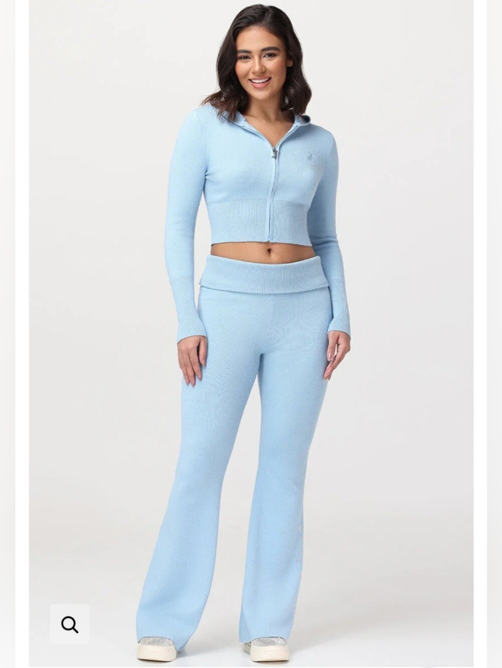 Juicy Couture Frosted Big Bling Knit Hoodie & Foldover Flare Pants - S - Picture 6 of 7